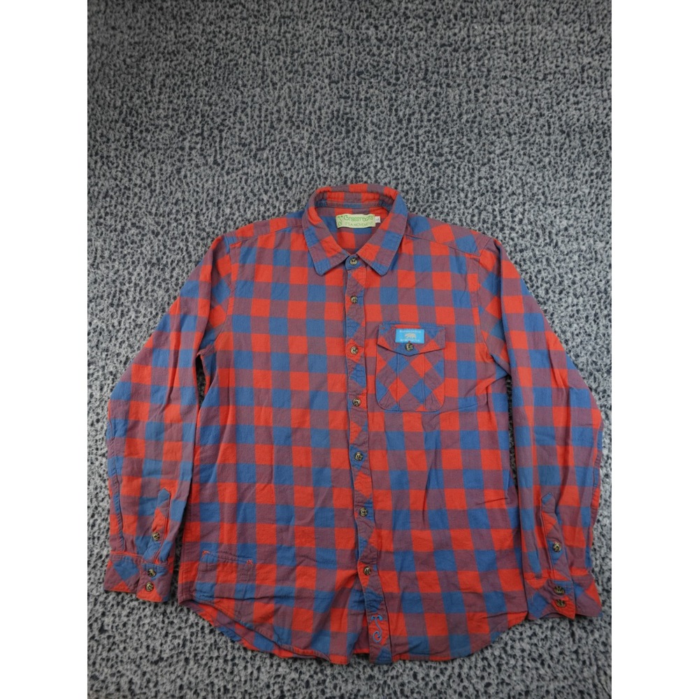 Grassroots California Bear Collection Flannel Shirt Mens Large Red Blue Plaid